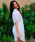 Sleeve Tie Up Front Buttoned Dress